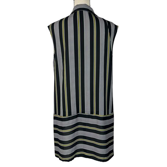 Worthington Medium Tunic Top Striped Semi-Sheer Hi-Low Hem Sleeveless Button-Up - Picture 4 of 7